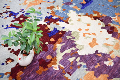 Modern-Contemporary Multicolor Hand Knotted 811 X 123 Area Rug 904-145183 Image 8