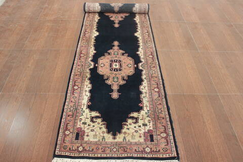 Kashan Blue Runner Hand Knotted 26 X 100 Area Rug 902-145199 Image 1
