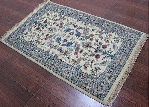 Kashan Beige Hand Knotted 30 X 50 Area Rug 902-145201 Image 2