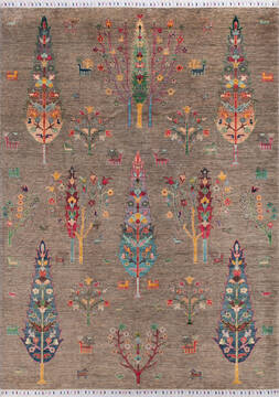 Afghan Chobi Brown Rectangle 5x8 ft Wool Carpet 145235
