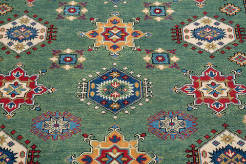 Kazak Green Hand Knotted 410 X 67 Area Rug 700-145245 Image 2