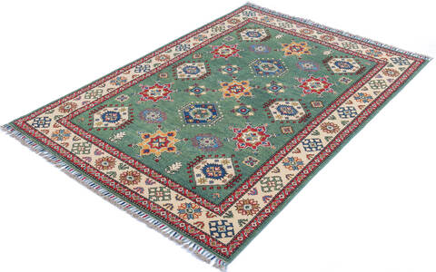Kazak Green Hand Knotted 410 X 67 Area Rug 700-145245 Image 3