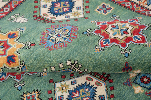 Kazak Green Hand Knotted 410 X 67 Area Rug 700-145245 Image 5