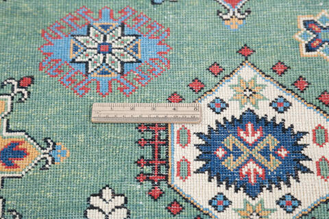 Kazak Green Hand Knotted 410 X 67 Area Rug 700-145245 Image 6
