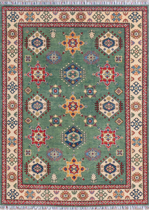 Kazak Green Hand Knotted 410 X 67 Area Rug 700-145245 Image 0