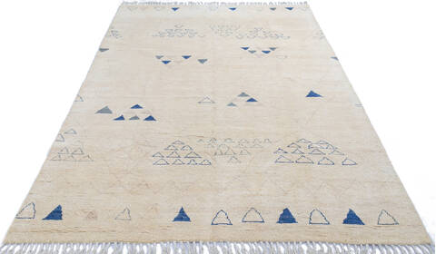 Moroccan White Hand Knotted 711 X 114 Area Rug 700-145251 Image 1