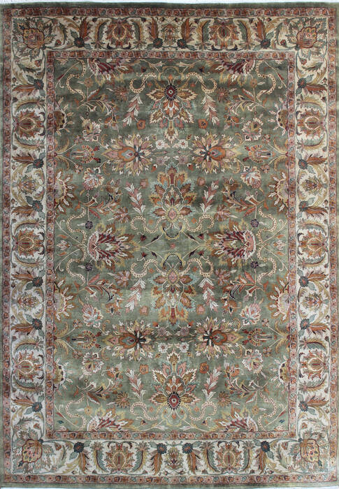 Kashan Green Hand Knotted 90 X 120 Area Rug 902-145252 Image 0