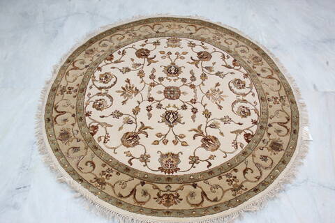 Jaipur White Round Hand Knotted 50 X 51 Area Rug 905-145259 Image 1