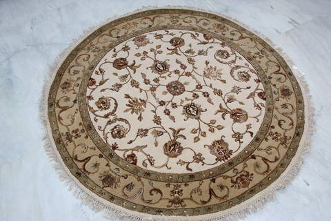 Jaipur White Round Hand Knotted 50 X 51 Area Rug 905-145259 Image 2