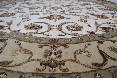 Jaipur White Round Hand Knotted 50 X 51 Area Rug 905-145259 Image 4