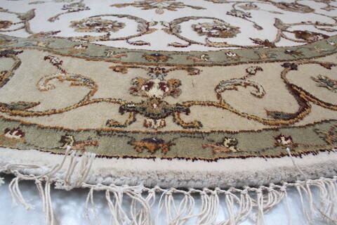 Jaipur White Round Hand Knotted 50 X 51 Area Rug 905-145259 Image 5