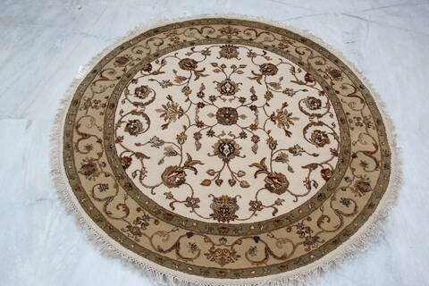 Jaipur White Round Hand Knotted 50 X 51 Area Rug 905-145259 Image 6