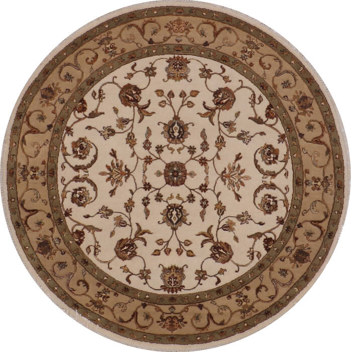 Jaipur White Round Hand Knotted 50 X 51 Area Rug 905-145259 Image 0