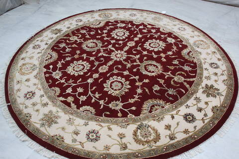 Jaipur Red Round Hand Knotted 81 X 82 Area Rug 905-145266 Image 4