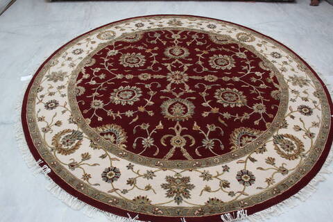Jaipur Red Round Hand Knotted 81 X 82 Area Rug 905-145266 Image 5