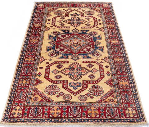 Kazak Beige Hand Knotted 41 X 63 Area Rug 700-145281 Image 1