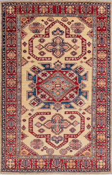 Kazak Beige Hand Knotted 4'1" X 6'3"  Area Rug 700-145281