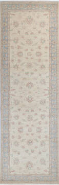 Afghan Chobi Beige Runner 13 to 15 ft Wool Carpet 145283