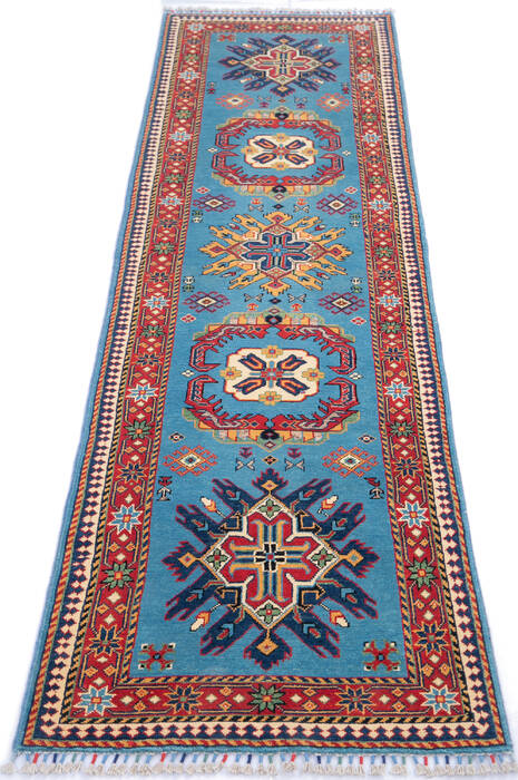 Kazak Blue Runner Hand Knotted 28 X 97 Area Rug 700-145285 Image 1