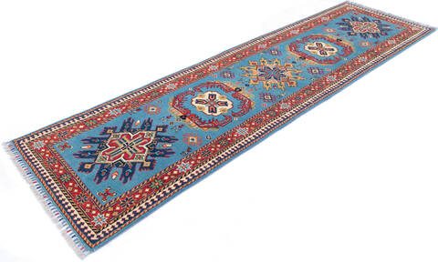 Kazak Blue Runner Hand Knotted 28 X 97 Area Rug 700-145285 Image 2