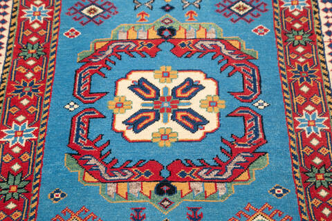 Kazak Blue Runner Hand Knotted 28 X 97 Area Rug 700-145285 Image 3