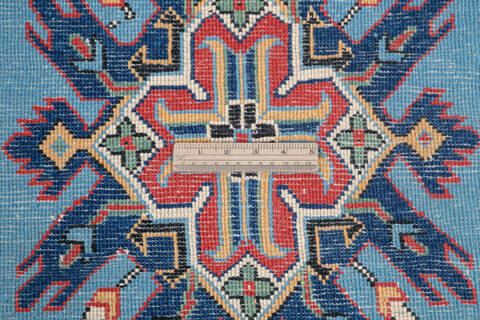 Kazak Blue Runner Hand Knotted 28 X 97 Area Rug 700-145285 Image 6