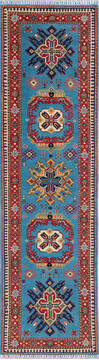Afghan Kazak Blue Runner 6 to 9 ft Wool Carpet 145285