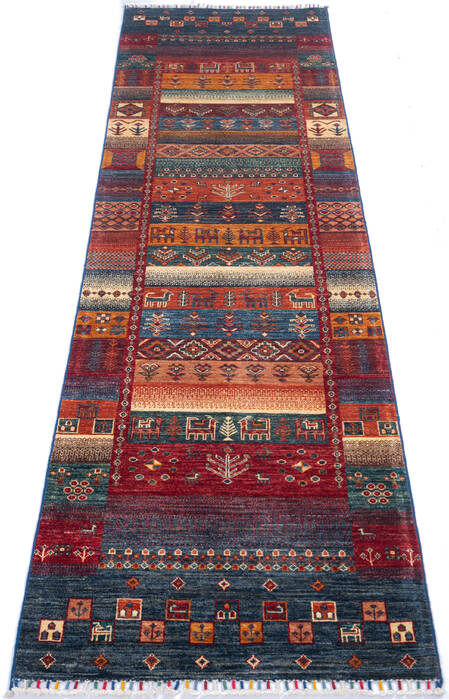 Chobi Multicolor Runner Hand Knotted 28 X 910 Area Rug 700-145286 Image 1