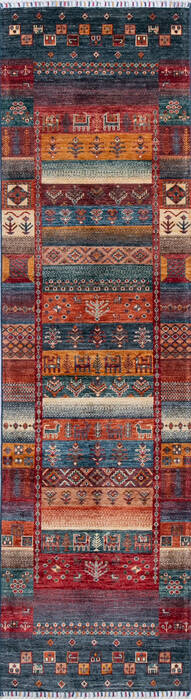 Chobi Multicolor Runner Hand Knotted 28 X 910 Area Rug 700-145286 Image 0
