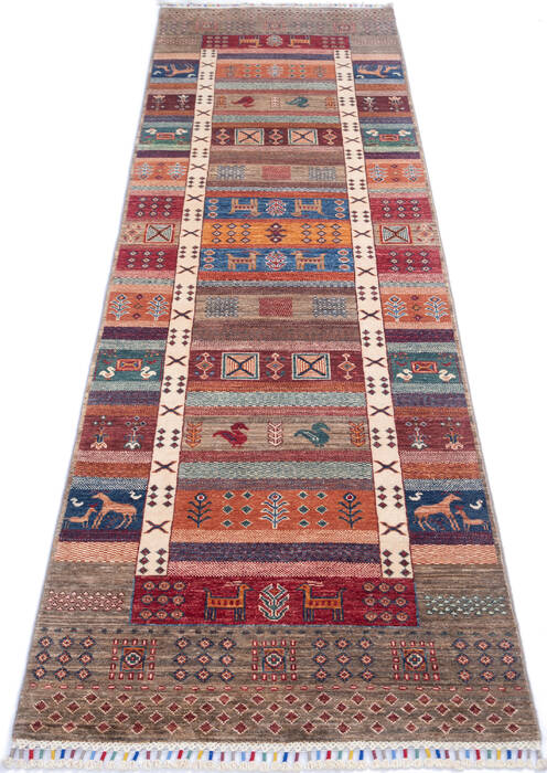 Chobi Multicolor Runner Hand Knotted 211 X 96 Area Rug 700-145287 Image 1