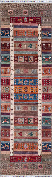 Chobi Multicolor Runner Hand Knotted 211 X 96 Area Rug 700-145287 Image 0