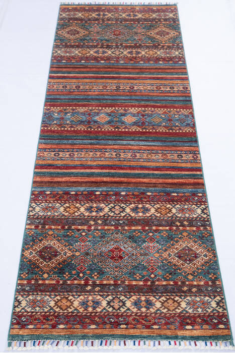 Chobi Multicolor Runner Hand Knotted 29 X 82 Area Rug 700-145288 Image 1