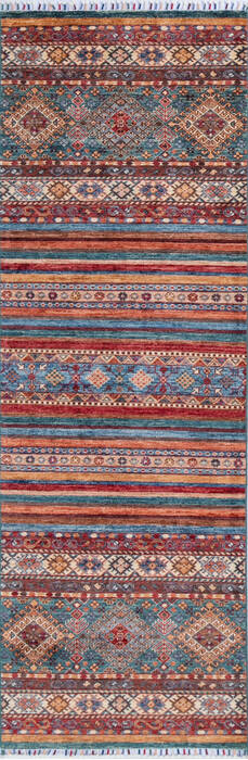 Chobi Multicolor Runner Hand Knotted 29 X 82 Area Rug 700-145288 Image 0