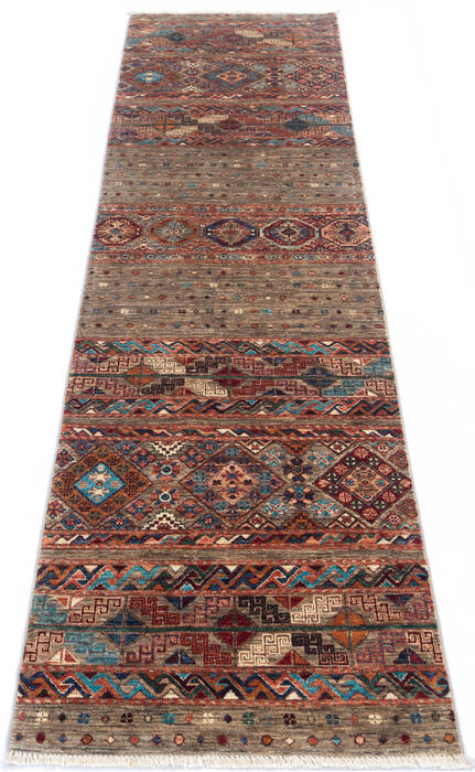 Chobi Brown Runner Hand Knotted 29 X 100 Area Rug 700-145290 Image 1