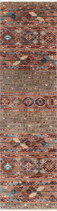 Chobi Brown Runner Hand Knotted 29 X 100 Area Rug 700-145290 Image 0