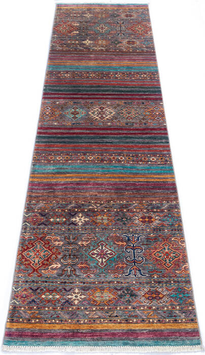 Chobi Multicolor Runner Hand Knotted 29 X 100 Area Rug 700-145291 Image 1