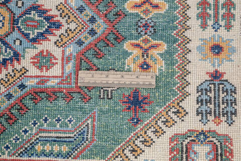 Kazak Green Hand Knotted 40 X 60 Area Rug 700-145300 Image 6