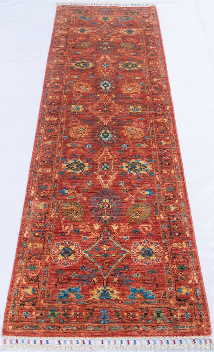Chobi Orange Runner Hand Knotted 27 X 82 Area Rug 700-145309 Image 1