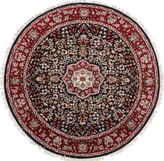 Indian Kashan Black Round 5 to 6 ft Wool Carpet 145311