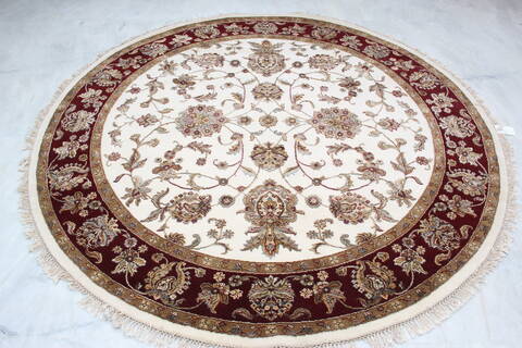 Jaipur White Round Hand Knotted 71 X 71 Area Rug 905-145312 Image 1