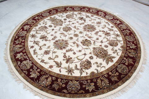 Jaipur White Round Hand Knotted 71 X 71 Area Rug 905-145312 Image 2