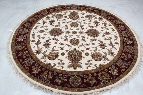 Jaipur White Round Hand Knotted 71 X 71 Area Rug 905-145312 Image 8