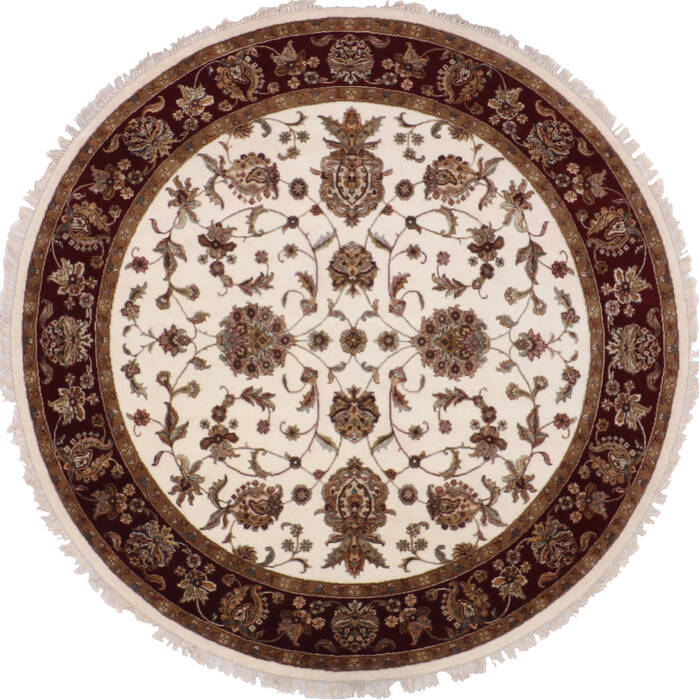 Jaipur White Round Hand Knotted 71 X 71 Area Rug 905-145312 Image 0