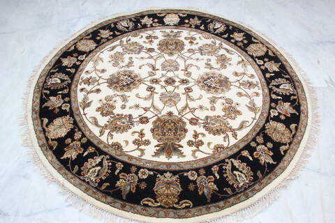 Jaipur White Round Hand Knotted 61 X 61 Area Rug 905-145313 Image 1
