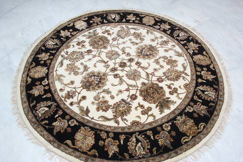 Jaipur White Round Hand Knotted 61 X 61 Area Rug 905-145313 Image 2