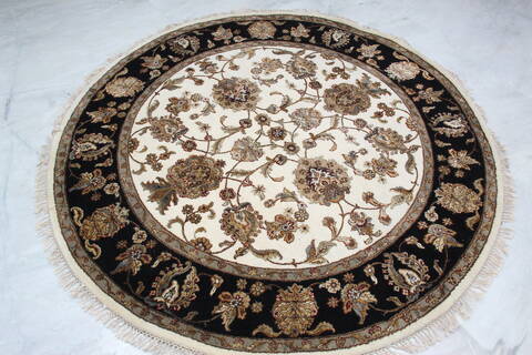 Jaipur White Round Hand Knotted 61 X 61 Area Rug 905-145313 Image 3