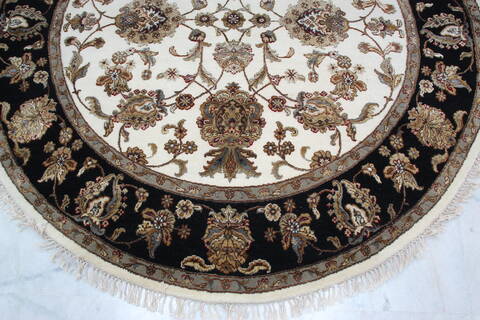 Jaipur White Round Hand Knotted 61 X 61 Area Rug 905-145313 Image 4