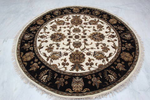 Jaipur White Round Hand Knotted 61 X 61 Area Rug 905-145313 Image 8