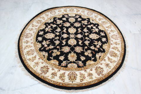 Jaipur Black Round Hand Knotted 52 X 52 Area Rug 905-145314 Image 1