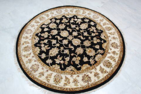 Jaipur Black Round Hand Knotted 52 X 52 Area Rug 905-145314 Image 2